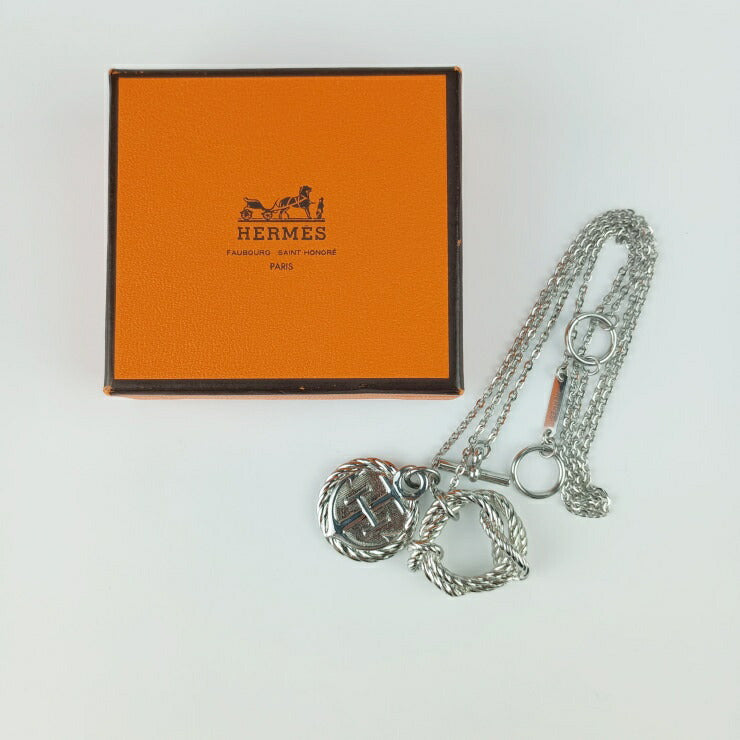 美品 HERMES エルメス ネックレス コルタージュ ロープ - シルバー メタル ユニセックス ペンダント 碇 コルダージュ