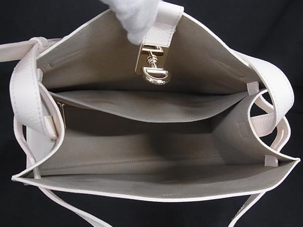 FURLA フルラ ハンドバッグ マルゲリータ - アイボリー系 レザー レディース ベルト ゴールド金具 美品