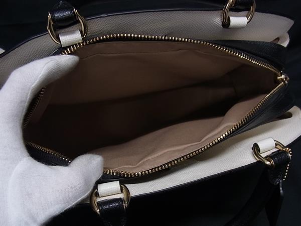 COACH コーチ ハンドバッグ リリー キャリーオール カラーブロック 91162 アイボリー系×ブラック系 レザー レディース 2WAY ショルダーバッグ ゴールド金具