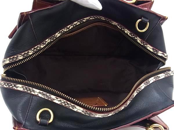 COACH コーチ ハンドバッグ ドリーマー 27 シグネチャー 38846 ブラウン系×ブラック系 PVC×レザー×パイソン レディース 2WAY ショルダーバッグ ゴールド金具