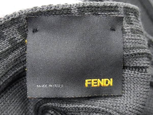 FENDI フェンディ マフラー ズッキーノ ブラック グレー ウール100% ユニセックス 美品