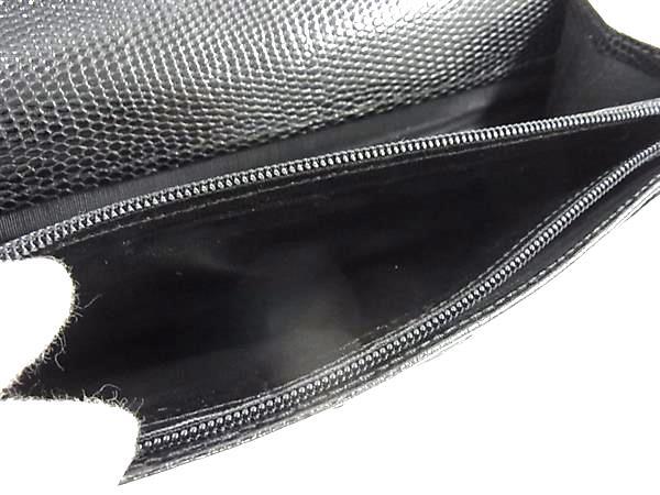 Salvatore Ferragamo フェラガモ 財布 ヴァラ 223059 ブラック リザード型押しレザー レディース 二つ折り 長財布 ゴールド金具 美品