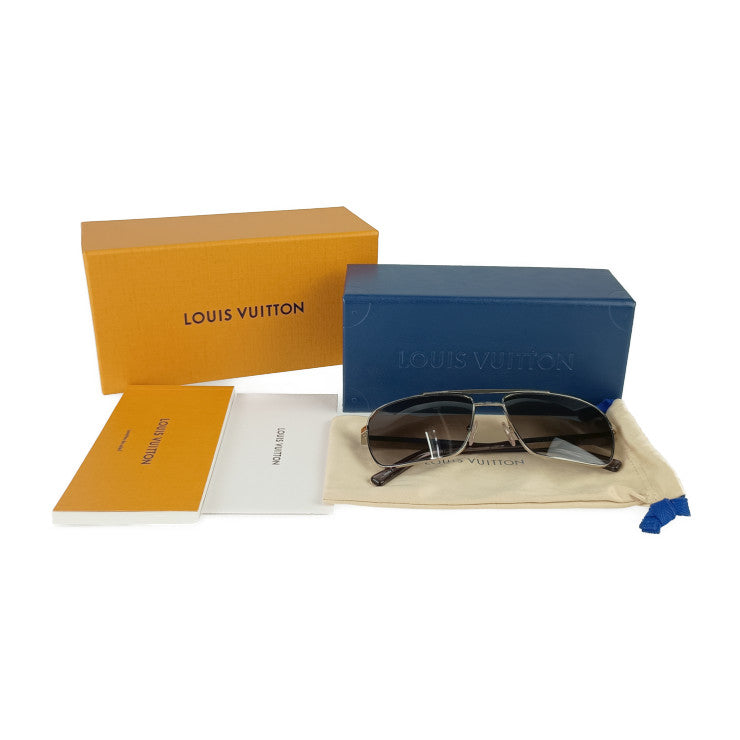 New, unused, display item, LOUIS VUITTON, Louis Vuitton sunglasses, Damier Attitude Z0260U, silver, black, grey, metal, acetate, men's, 59□16 140