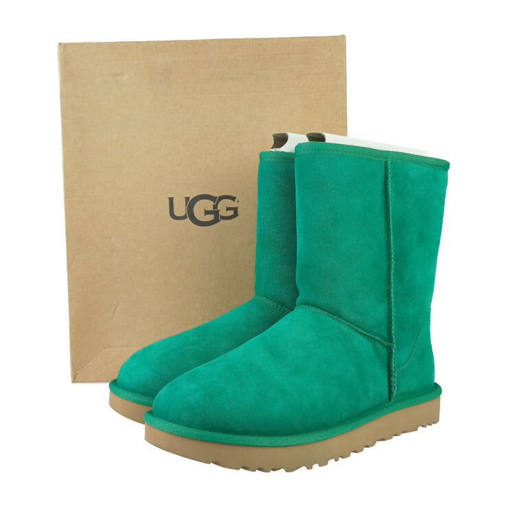 新品未使用展示品 UGG アグ ブーツ クラシック ショート II 1016223 グリーン スエード レディース #9 ショートブーツ ムートンブーツ 参考サイズ26cm