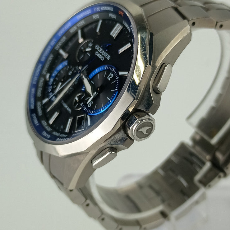 CASIO カシオ 腕時計 オシアナス マンタ OCW-S2400-1AJF シルバー ブルー ブラック文字盤 チタン メンズ ソーラー電波
