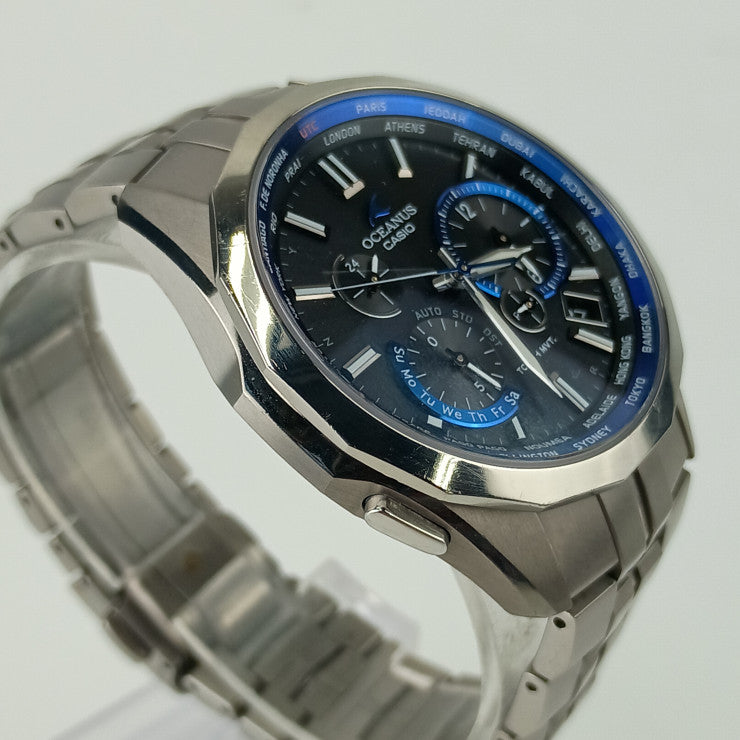 CASIO カシオ 腕時計 オシアナス マンタ OCW-S2400-1AJF シルバー ブルー ブラック文字盤 チタン メンズ ソーラー電波