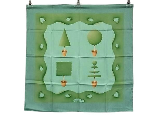 BVLGARI ブルガリ スカーフ - - グリーン系 シルク100% レディース ツリー柄 大判 新品未使用展示品