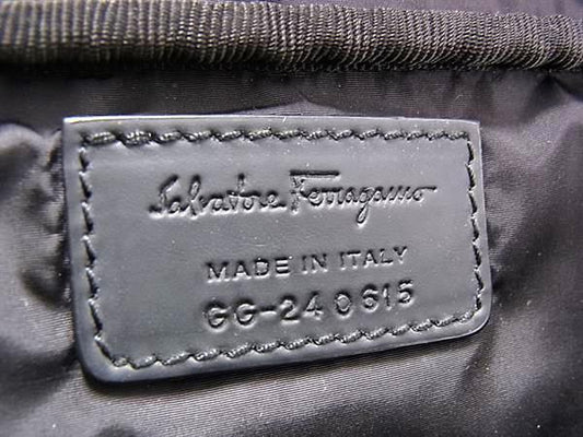 Salvatore Ferragamo フェラガモ ボディバッグ ガンチーニ ウエストバッグ 24 0615 ブラック系 PVC レザー メンズ 美品