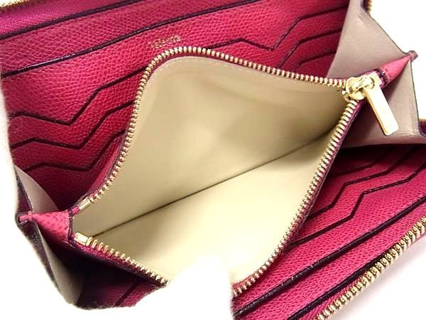 Valextra ヴァレクストラ 長財布 Lジップパース V9L24 パープルピンク系 レザー レディース L字ファスナー ゴールド金具 美品