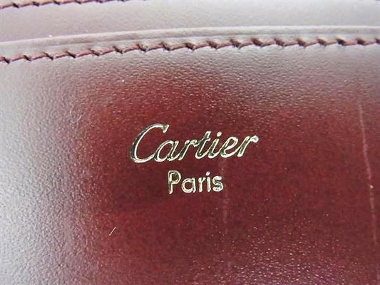 Cartier カルティエ 二つ折り財布 マストライン 長財布 L3000465 ボルドー系 レザー ユニセックス 札入れ ゴールド金具 美品