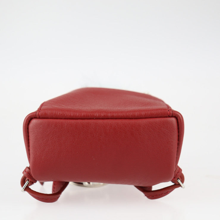 超美品 FENDI フェンディ バッグチャーム BAG BUGS モンスター キーホルダー 7AR457 カーフレザー × パイソン × ファー ダークレッド系 シルバー金具 キーリング バックパック リュックサックモチーフ