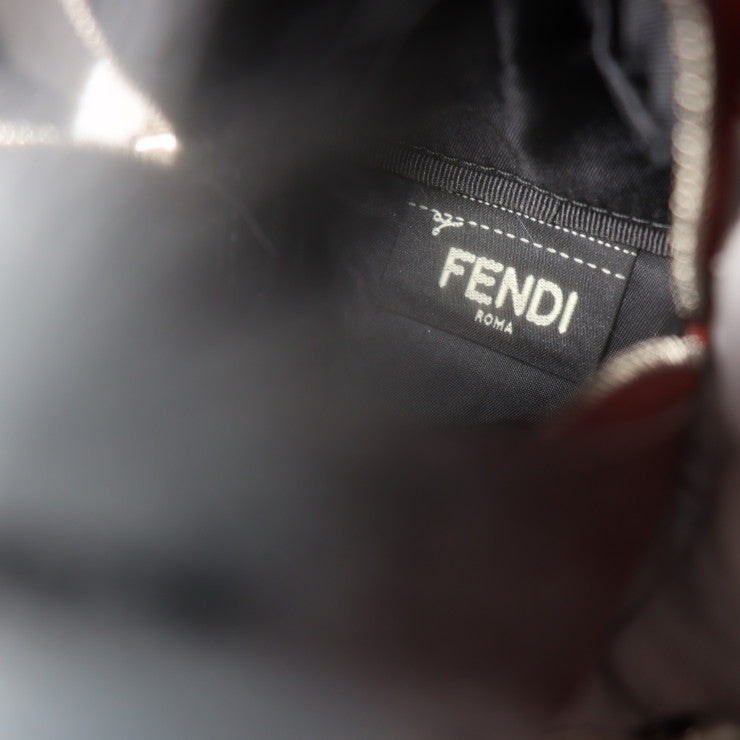 超美品 FENDI フェンディ バッグチャーム BAG BUGS モンスター キーホルダー 7AR457 カーフレザー × パイソン × ファー ダークレッド系 シルバー金具 キーリング バックパック リュックサックモチーフ