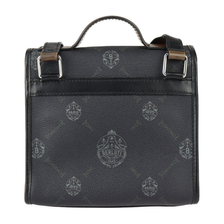Berluti ベルルッティ リポーター スモール ショルダーバッグ - PVC レザー ブラック×グレー ブラウン シルバー金具 2WAY ハンドバッグ クロスボディバッグ