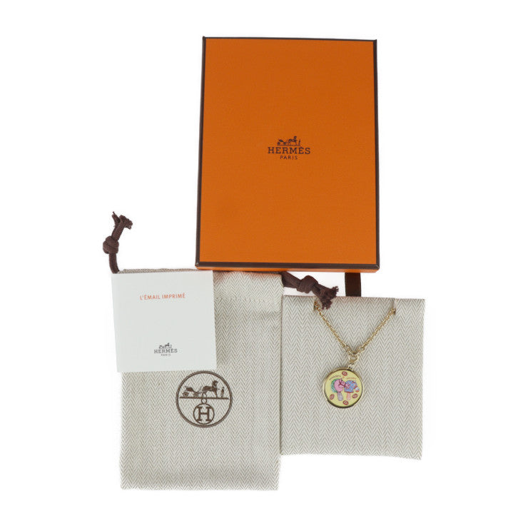 新品未使用展示品 HERMES エルメス メダイユ ファニー アイスクリーム PM ネックレス H984411F パラディウム ゴールド マルチカラー ペンダント