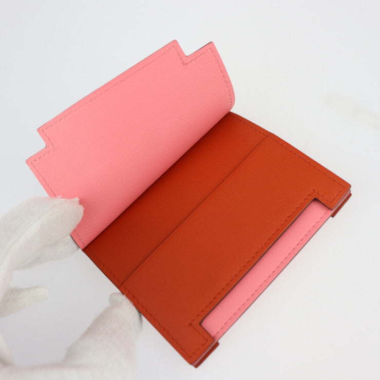 新品未使用展示品 HERMES エルメス ミュルチプリ カードケース - ヴォースイフト ピンク系 ブラウン系 名刺入れ パスケース Y刻印