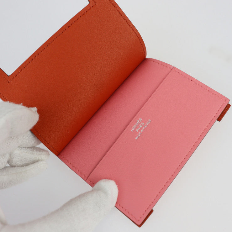 新品未使用展示品 HERMES エルメス ミュルチプリ カードケース - ヴォースイフト ピンク系 ブラウン系 名刺入れ パスケース Y刻印