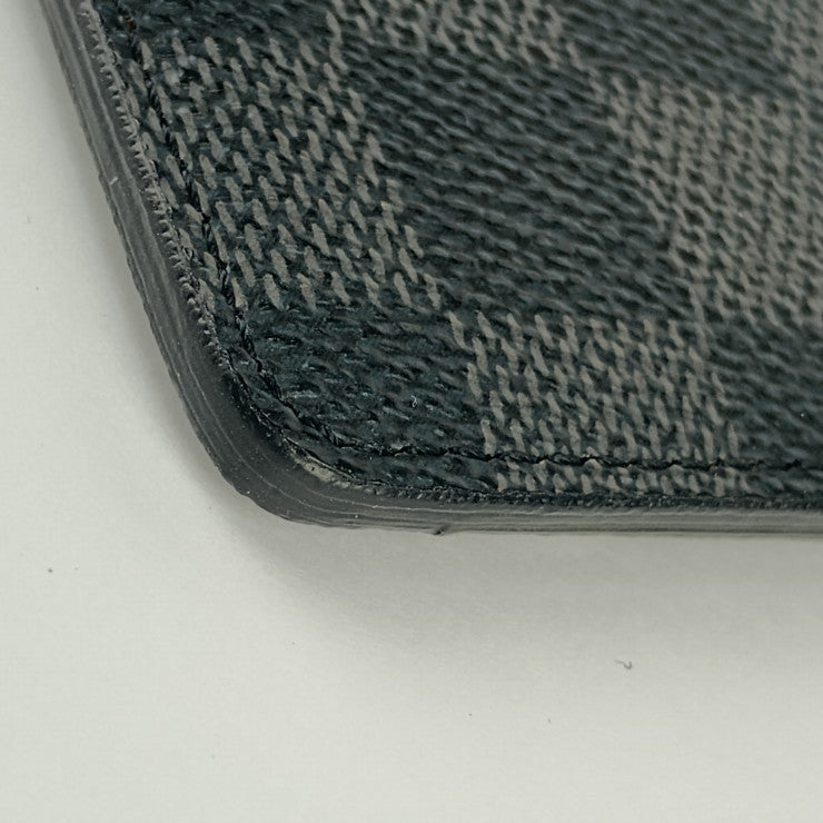Beautiful Louis Vuitton Card Case Neo Porto Carte N62666 Grey Black Damier Graphite Canvas Calf Leather Men's Business Card Holder
