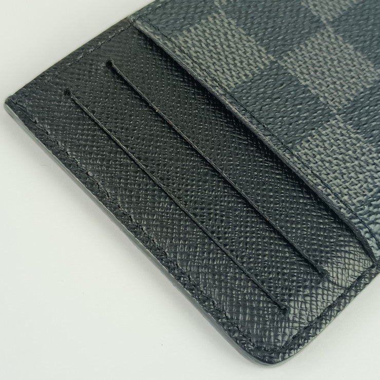 Beautiful Louis Vuitton Card Case Neo Porto Carte N62666 Grey Black Damier Graphite Canvas Calf Leather Men's Business Card Holder