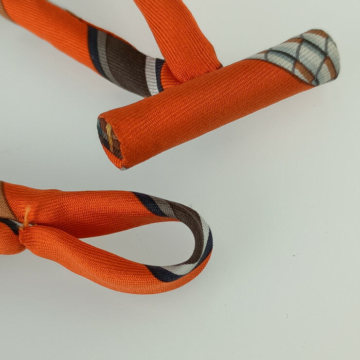 美品 HERMES エルメス チョーカー プティアッシュ - オレンジ系 シルク レディース ネックレス