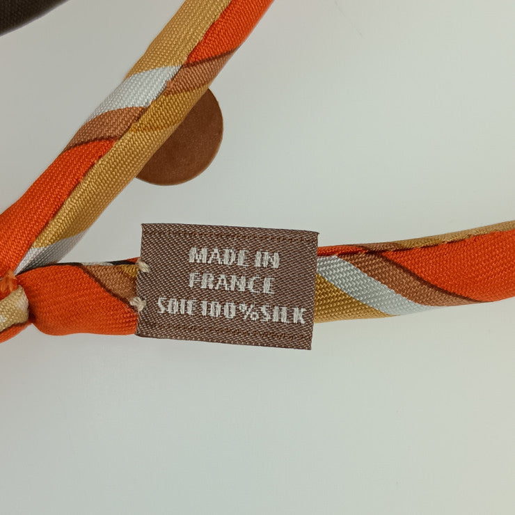 美品 HERMES エルメス チョーカー プティアッシュ - オレンジ系 シルク レディース ネックレス