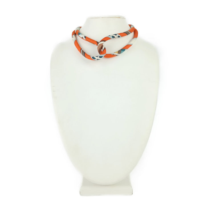 美品 HERMES エルメス チョーカー プティアッシュ - オレンジ系 シルク レディース ネックレス