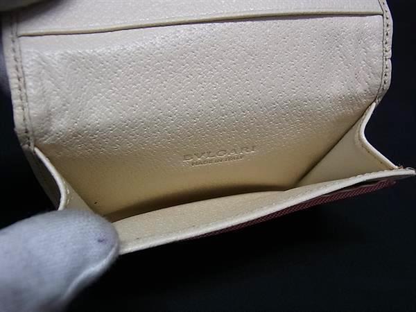 BVLGARI ブルガリ カードケース ロゴマニア - ピンク系 キャンバス レザー レディース シルバー金具 美品