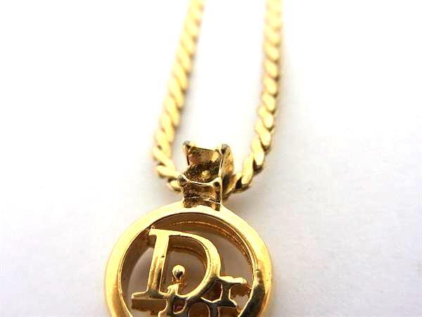 ChristianDior クリスチャンディオール ネックレス サークルロゴ - ゴールド メタル レディース