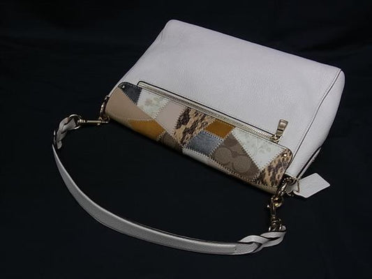 COACH コーチ ハンドバッグ ジェイド パッチワーク 2WAY バッグ 91092 アイボリー系×マルチカラー レザー レディース ショルダーバッグ ゴールド金具 美品