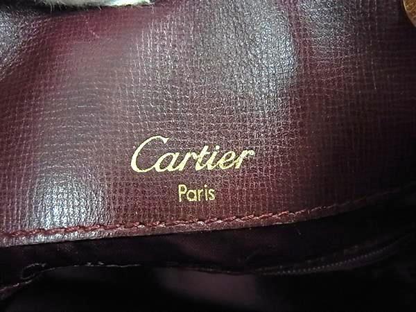 Cartier カルティエ バッグ マストライン 巾着型 ショルダーバッグ ボルドー系 レザー レディース