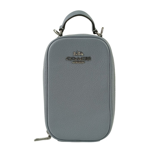 COACH コーチ ショルダーバッグ エヴァ フォーン クロスボディ CB854 ブルーグレー レザー レディース シルバー金具 超美品