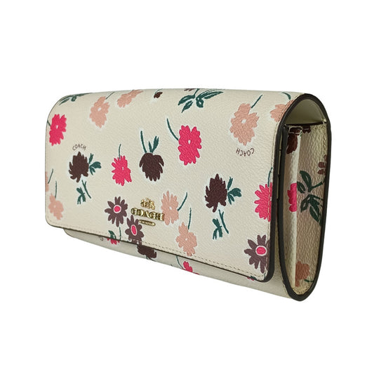 COACH コーチ 長財布 エンベローブ プリント デイジーフィールド 57211 マルチカラー PVC レザー レディース 二つ折り財布