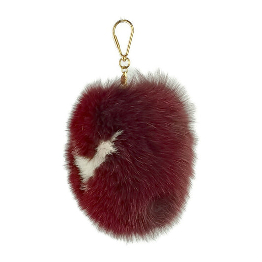 美品 LOUIS VUITTON ルイヴィトン バッグチャーム ファジーV キーホルダー M67370 アマラント フォックスファー ユニセックス