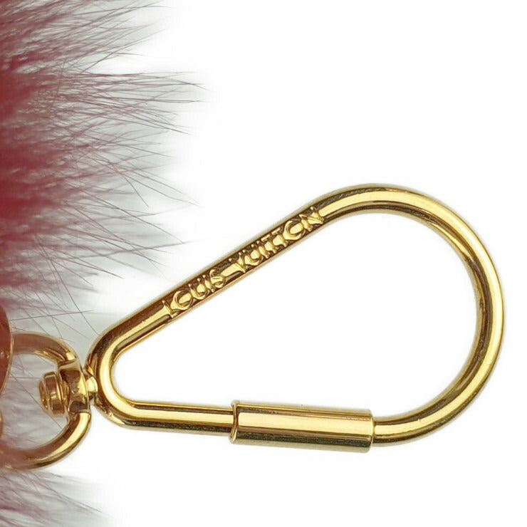 美品 LOUIS VUITTON ルイヴィトン バッグチャーム ファジーV キーホルダー M67370 アマラント フォックスファー ユニセックス