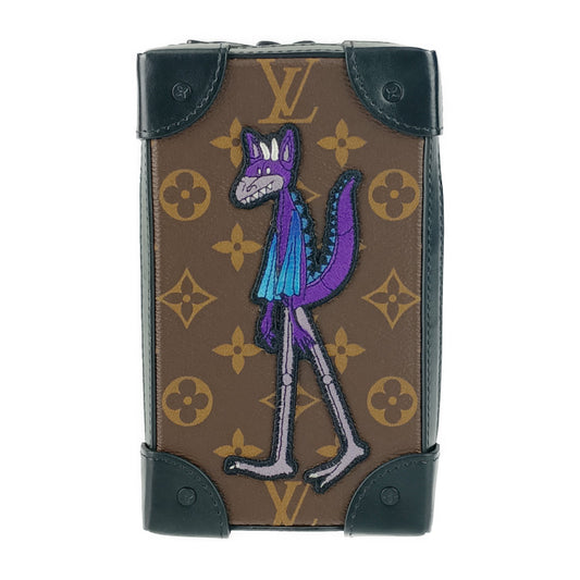 新古未使用展示品 LOUIS VUITTON ルイヴィトン ショルダーバッグ ソフトトランク・フォーンボックス M80144 ブラウン ブラック グリーン系 パープル系 モノグラムキャンバス レザー メンズ ポシェット