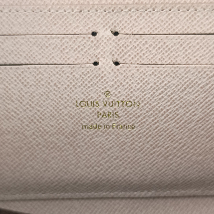 LOUIS VUITTON ルイ ヴィトン 長財布 ダミエ ポルトフォイユ・クレマンス N41626 エベヌ ローズ・バレリーヌ PVC レザー レディース ラウンドファスナー ゴールド金具