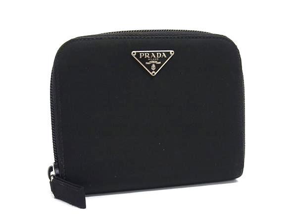 PRADA プラダ 財布 トライアングルロゴ M605A ブラック テスートナイロン ユニセックス 二つ折り 三角ロゴマーク シルバー金具