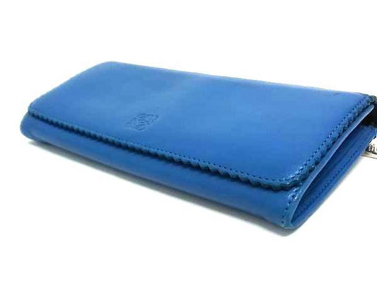 LOEWE ロエベ 財布 アナグラム - ブルー レザー レディース 二つ折り長財布 タッセル フリンジ