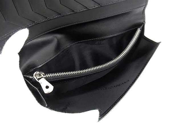 DOLCE&GABBANA ドルチェ&ガッバーナ 財布 - - ブラック レザー メンズ 二つ折り長財布 美品