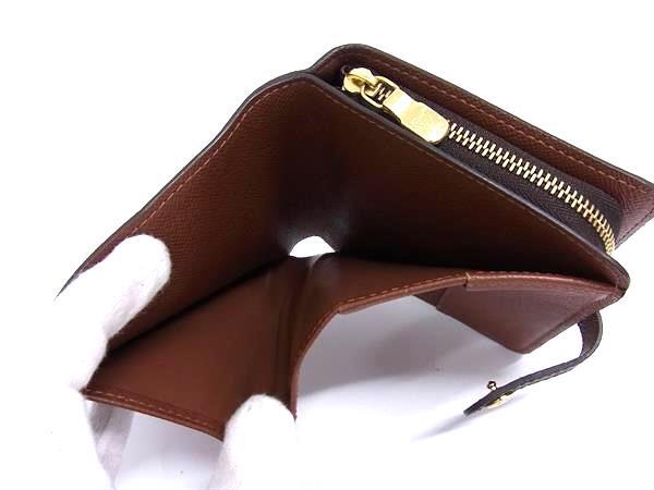LOUIS VUITTON ルイヴィトン 財布 コンパクトジップ M61667 ブラウン モノグラム レディース 二つ折りゴールド金具 美品