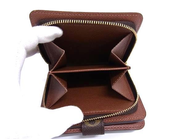 LOUIS VUITTON ルイヴィトン 財布 コンパクトジップ M61667 ブラウン モノグラム レディース 二つ折りゴールド金具 美品