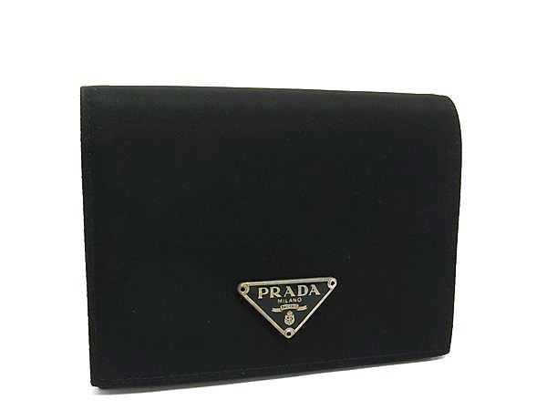 PRADA プラダ 財布 トライアングルロゴ - ブラック テスートナイロン ユニセックス 二つ折り三角ロゴマーク シルバー金具