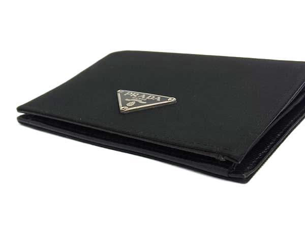 PRADA プラダ 財布 トライアングルロゴ - ブラック テスートナイロン ユニセックス 二つ折り三角ロゴマーク シルバー金具