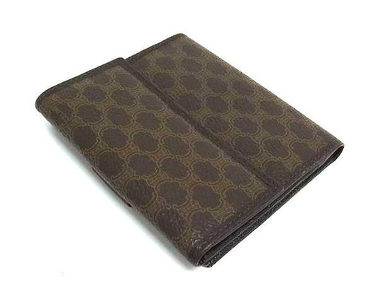 CELINE セリーヌ 財布 マカダム柄 二つ折り財布 - ブラウン系 PVC レザー レディース ゴールド金具