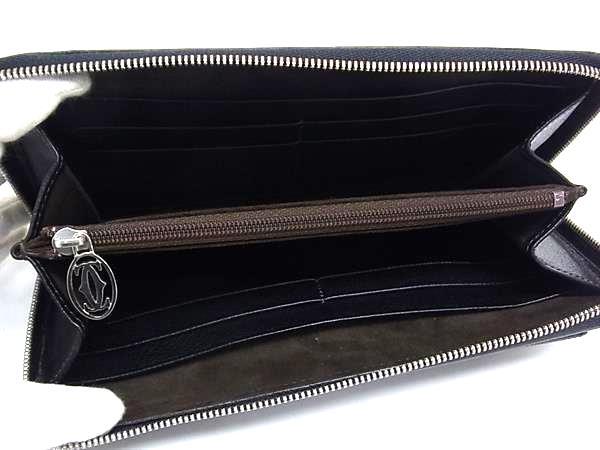 Cartier カルティエ 財布 マストライン ラウンドファスナー 長財布 L3001170 ブラック レザー レディース シルバー金具
