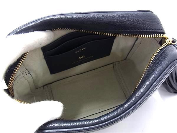 ANYA HINDMARCH アニヤハインドマーチ ショルダーバッグ スマイリー クロスボディバッグ - ネイビー レザー×スエード レディース タッセル付き ポシェット ゴールド金具 美品