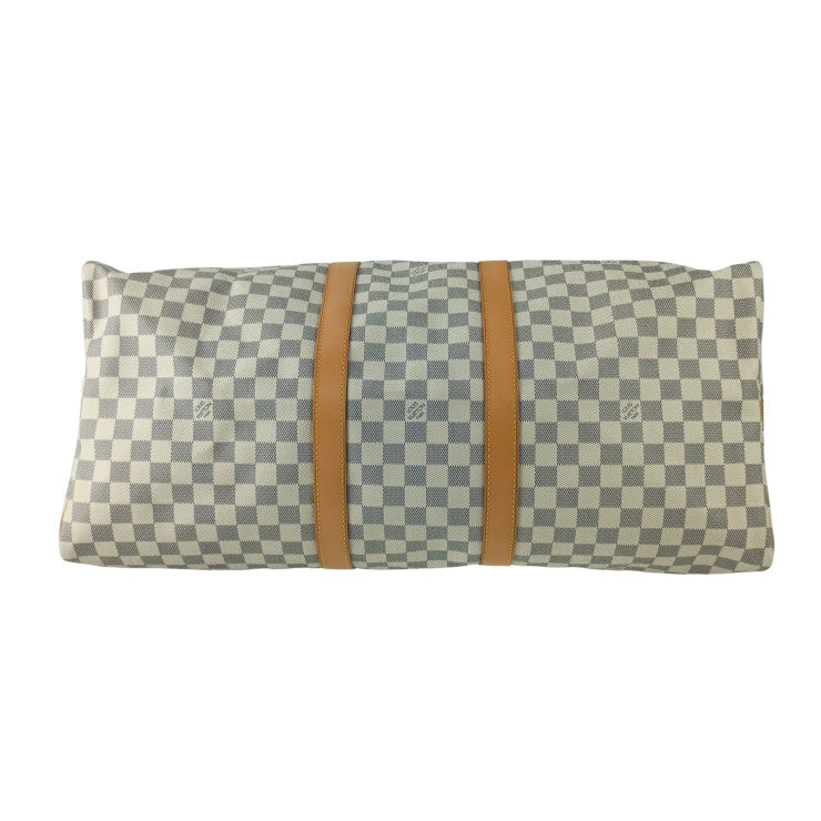 LOUIS VUITTON ルイヴィトン ボストンバッグ ダミエ アズール キーポル バンドリエール 55 N41429 ホワイト系 PVC レザー ユニセックス 2WAY ショルダーバッグ 超美品