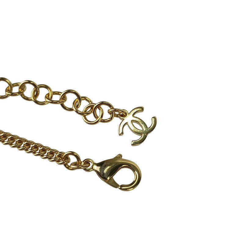 CHANEL シャネル ネックレス ココマーク チョーカー ゴールド パールホワイト メタル フェイクパール ラインストーン レディース C24 P 超美品