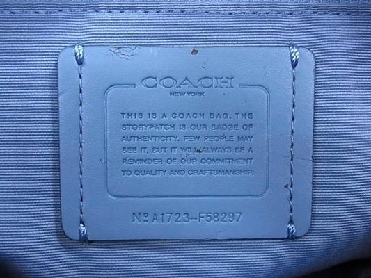 COACH コーチ ショルダーバッグ シグネチャ F58297 ベージュ ライトブルー PVC レザー ユニセックス シルバー金具