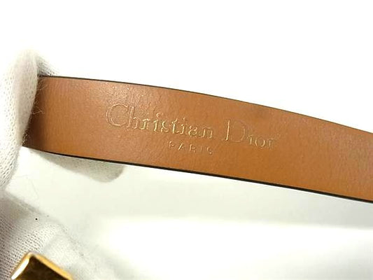 ChristianDior クリスチャンディオール ブレスレット ブラック レザー レディース ロゴ ターンロック 2連 ゴールド金具