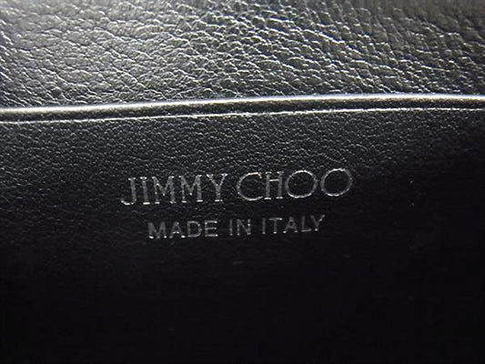 JIMMY CHOO ジミーチュウ コインケース ネリー ブラック レザー レディース ラウンドファスナー スタースタッズ シルバー金具 美品